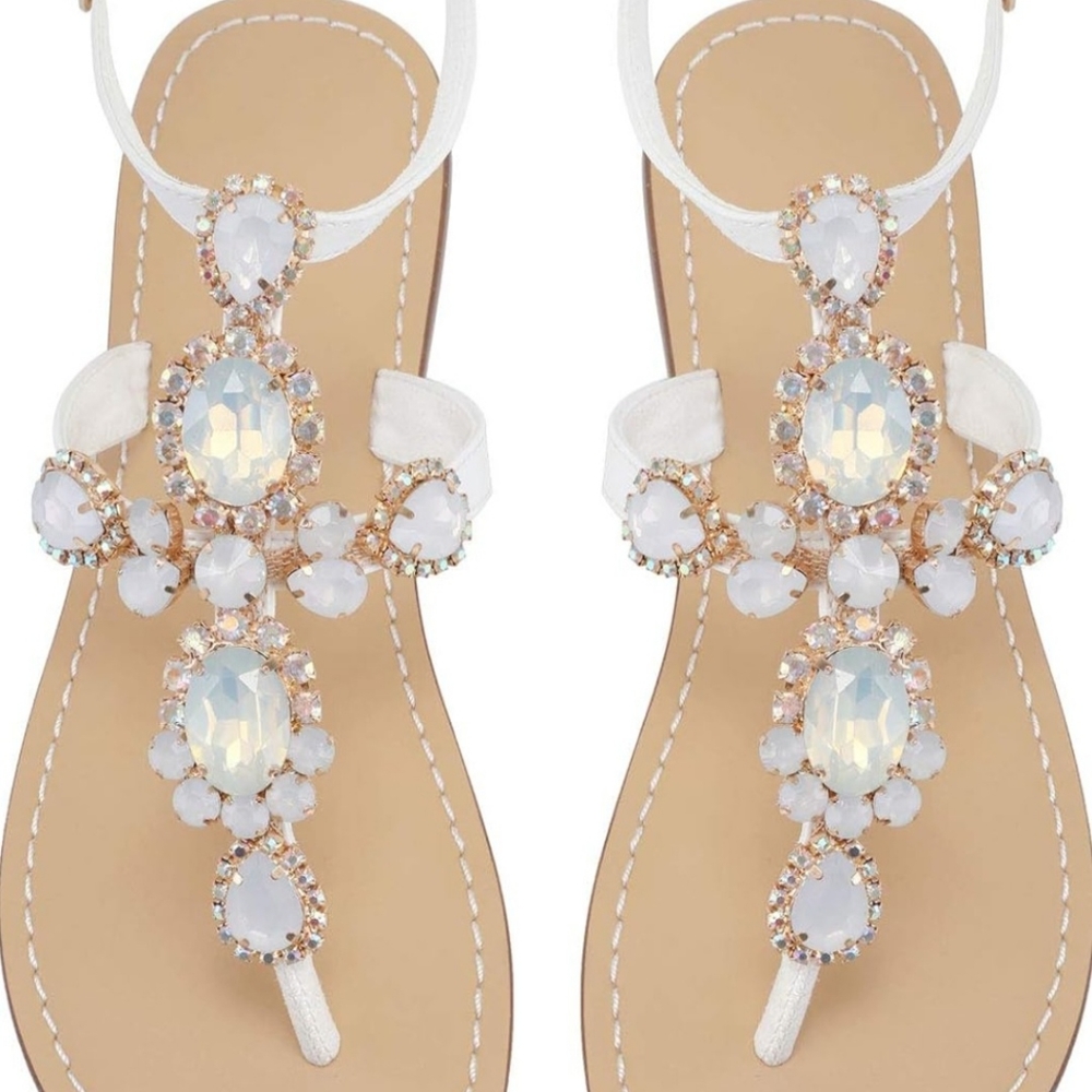 NWT Women's Rhinestone Gladiator Sandals Flat